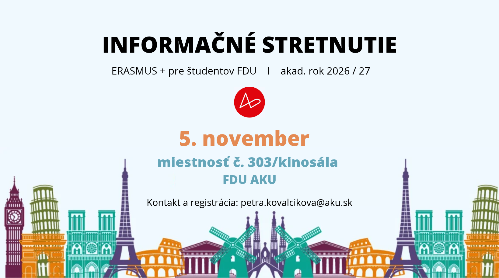 Informačné stretnutie Erasmus+: štúdium a stáže v zahraničí